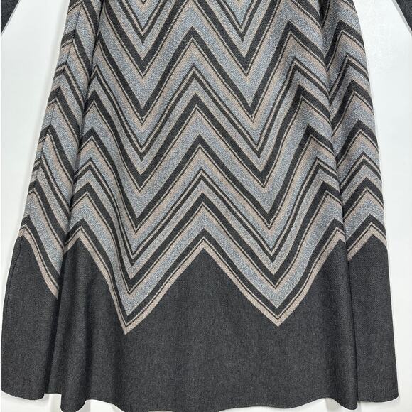 Taylor Chevron Scoop Neck Sweater Dress Tie Waist Midi Brown Plus Size 3X Office - Picture 12 of 16
